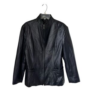 Comstock RC Expedition Woman Black Leather‎ Large Biker Moto Grunge Y2K J…